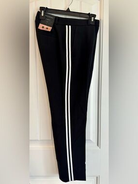 Banana Republic Women's Avery Dress Pants, Black with White Side Stripes, Size 2